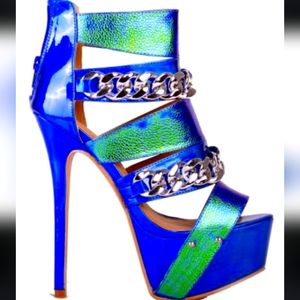 New Aqua Blue Fashion High Heels. Miami style stilettos!